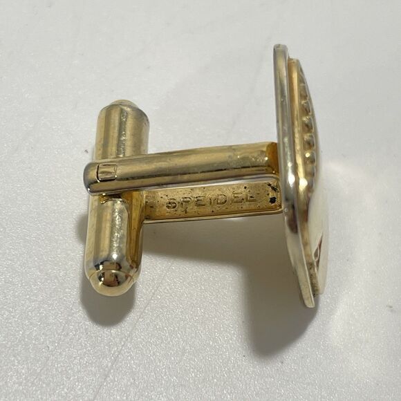 Vintage Spiedel USA Gold Tone Square Cufflinks Mid Century Men’s Jewelry - Picture 4 of 5
